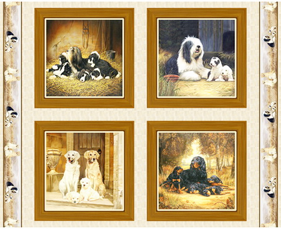 Dog Family Parents Pups Fabric Panel